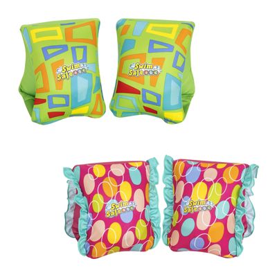 Bestway Swim Safe Fabric-Covered Arm Floats for Children, 38 x 14 cm, S/M, Ages 1–3, Assorted