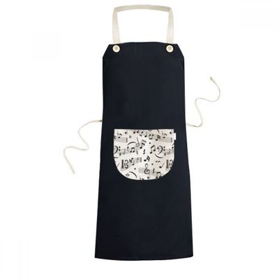 DIYthinker Music Notes and Bars Cooking Apron with Pockets, 70 cm x 67 cm, Black