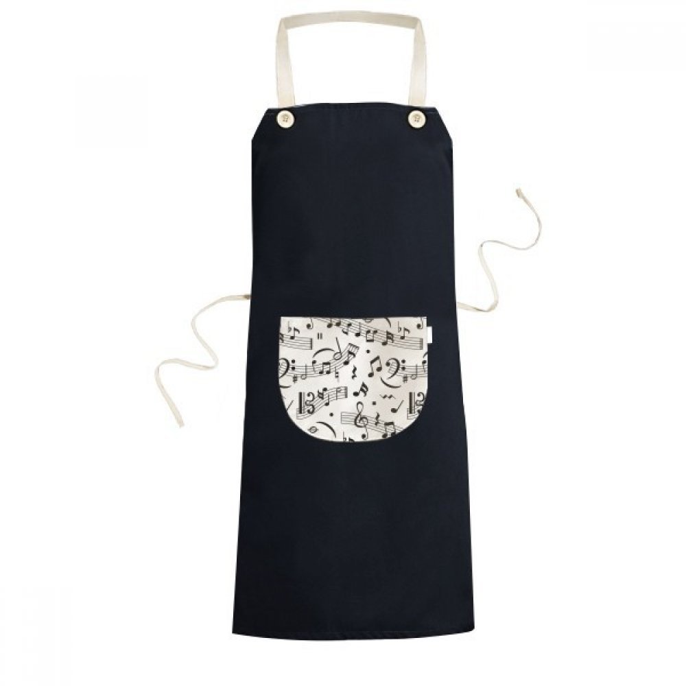 DIYthinker Music Notes and Bars Cooking Apron with Pockets, 70 cm x 67 cm, Black