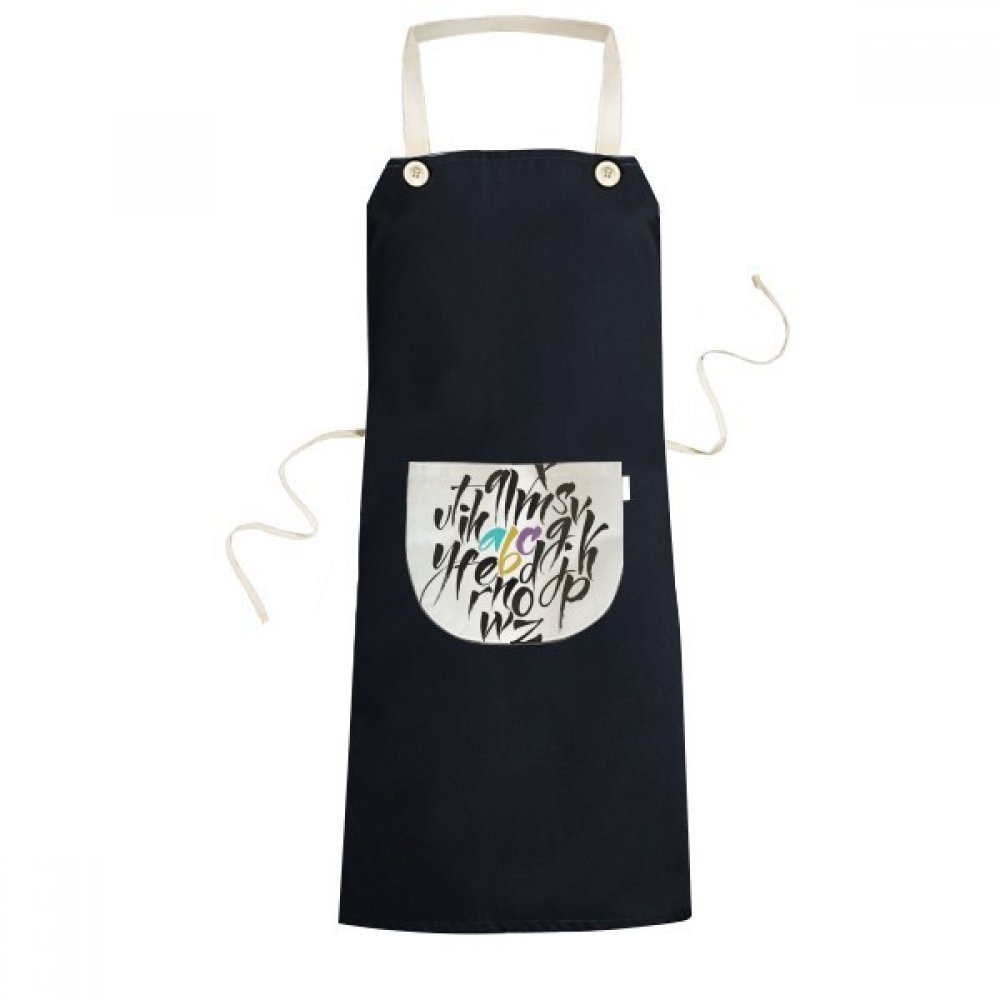 DIYthinker A to Z Alphabet Quote Art Cooking Apron with Pockets, 70 x 67 cm, Black