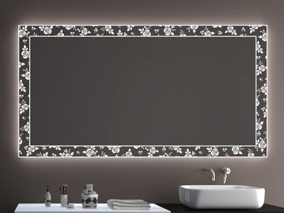 SARAR Bathroom Mirror with A++ LED Lighting, 100 x 40 cm, Laser Engraving LD409