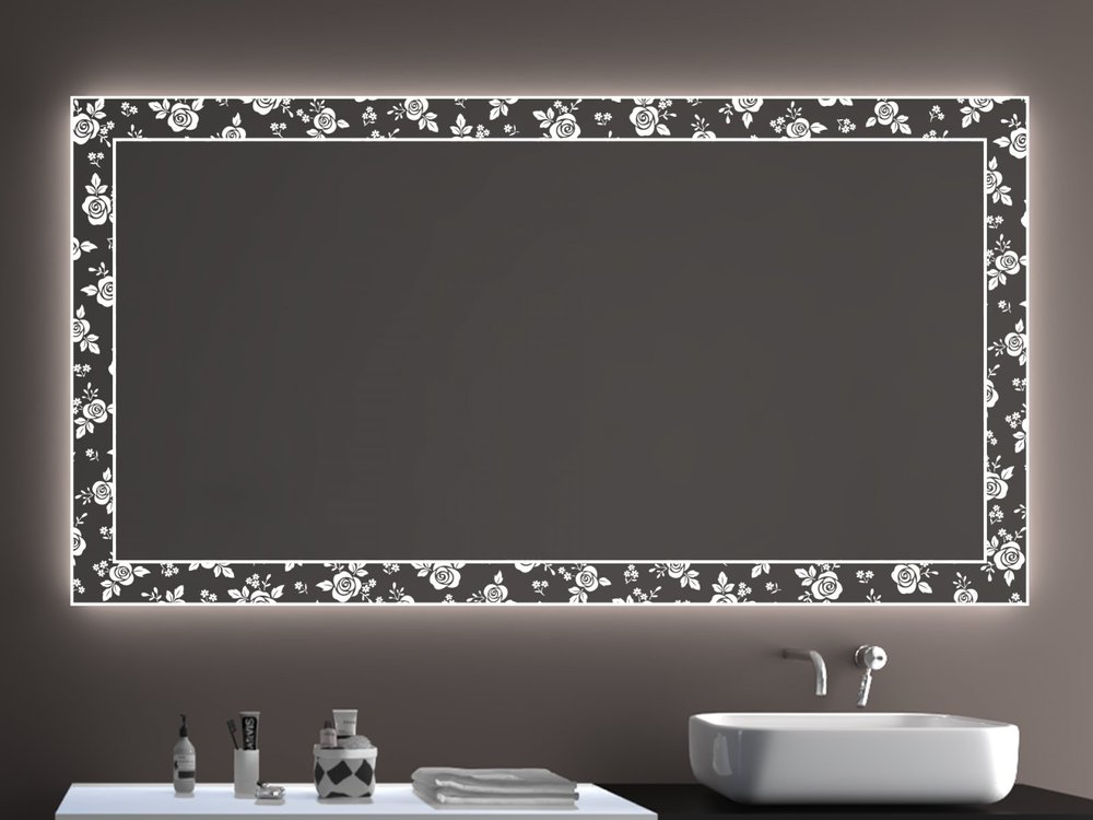 SARAR Bathroom Mirror with A++ LED Lighting, 100 x 40 cm, Laser Engraving LD409