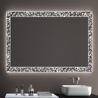 SARAR LD408 Made-to-Measure Bathroom Wall Mirror, 110 x 50 cm, A++ LED, Laser Engraving