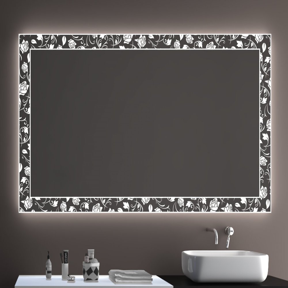 SARAR Bathroom Mirror with A++ LED Lighting, 150 x 70 cm, Laser Engraving LD411