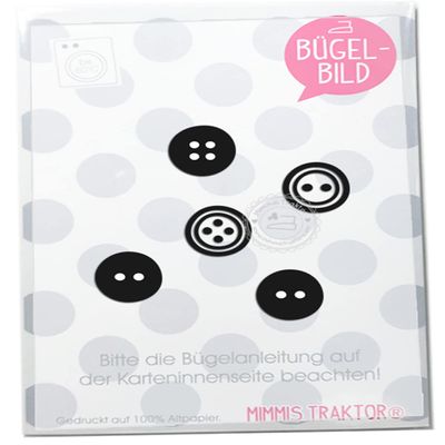 Iron-On Patch: 5 Black Buttons, 2 cm
