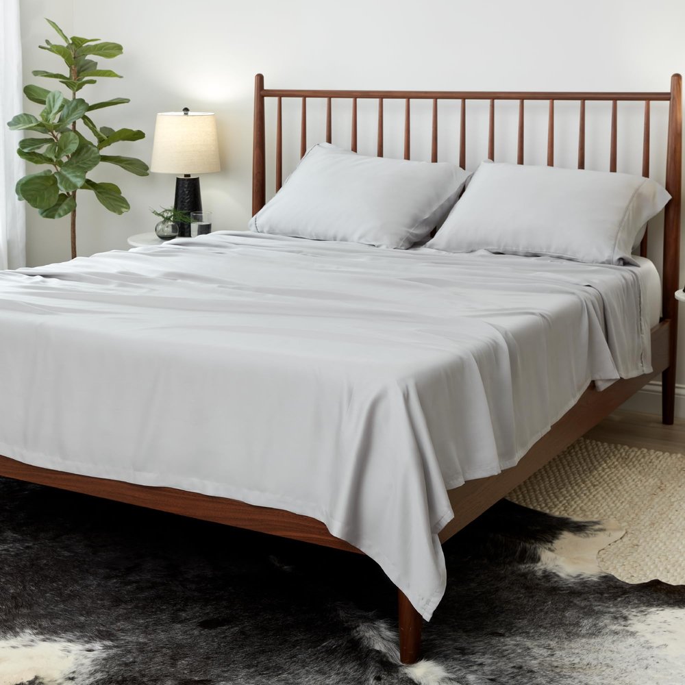 sheex Arctic Aire Max Sheet Set with 2 Pillowcases, 100% Tencel Lyocell Satin, COOLX Technology, King, Silver
