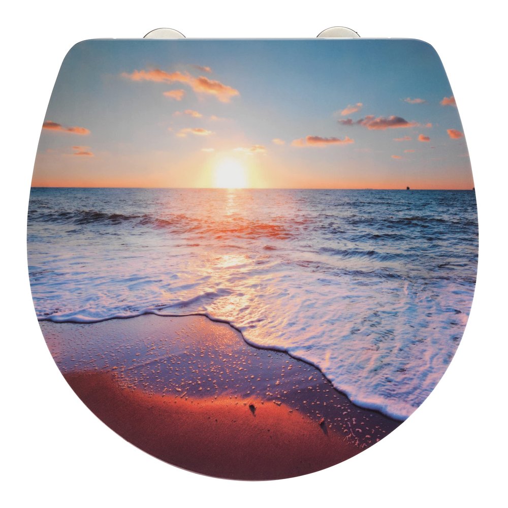 WENKO Sunset Toilet Seat, High-Gloss, Soft-Close, Fix-Clip Mounting