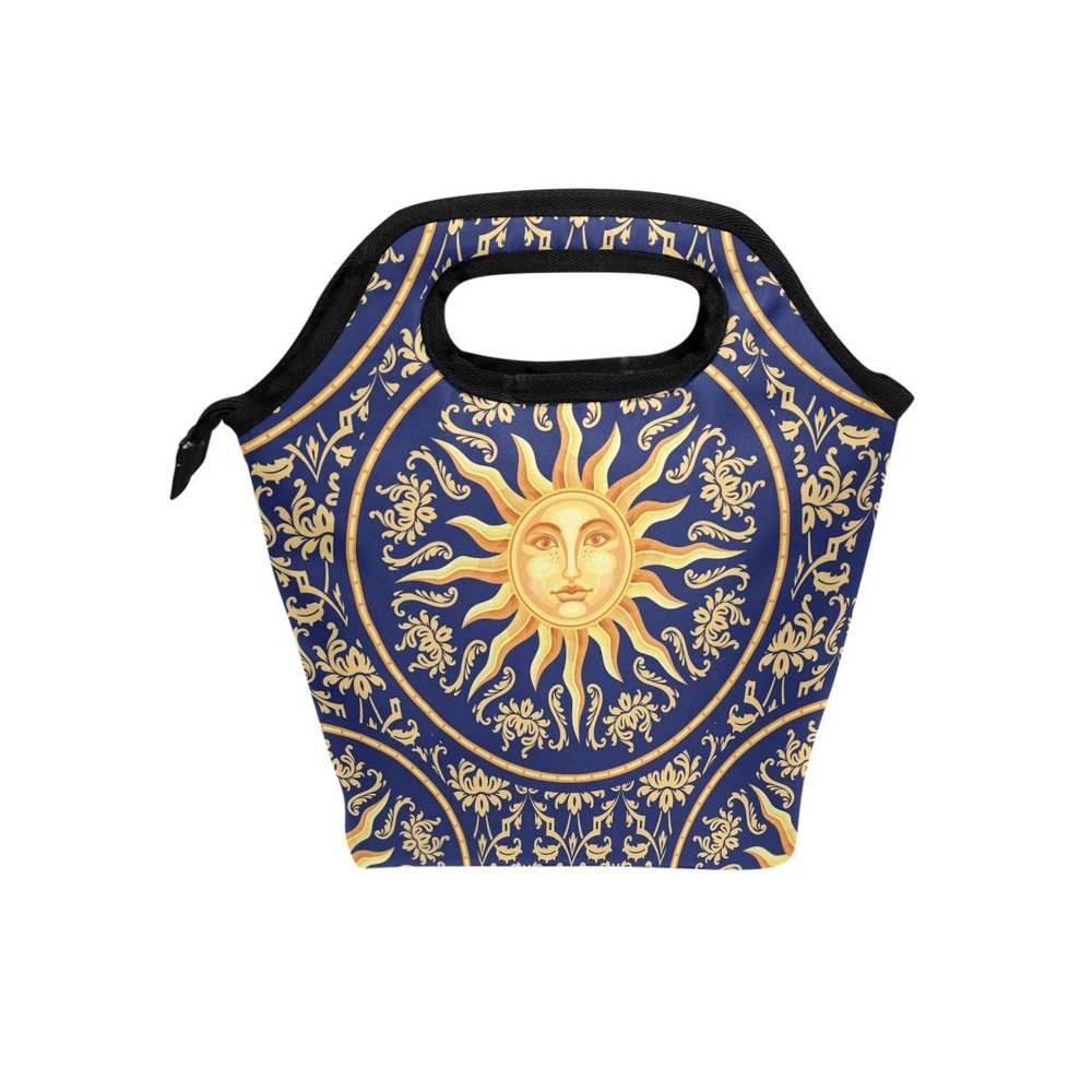 yibaihe Insulated Lunch Bag with Baroque Sun Face Pattern