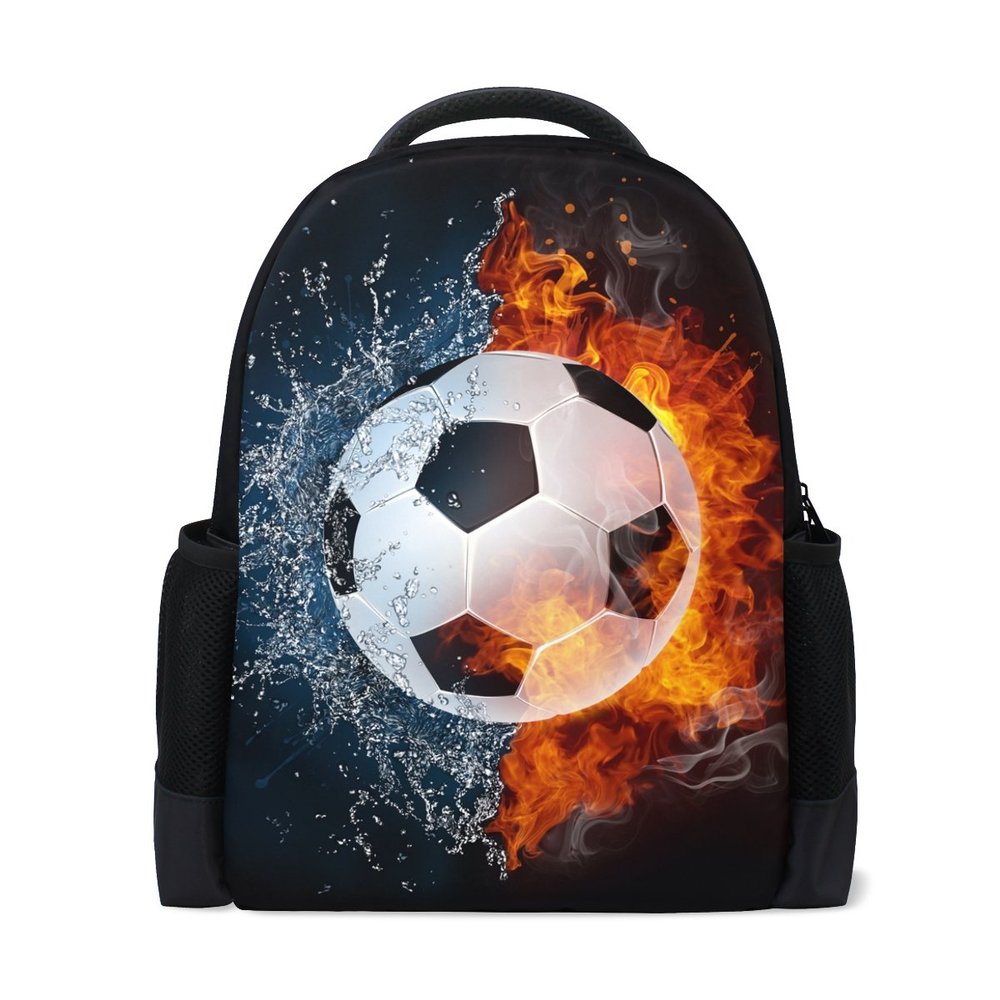 LIANCHENYI Soccer Ball On Fire Water Custom Casual Backpack School Bag Travel Daypack