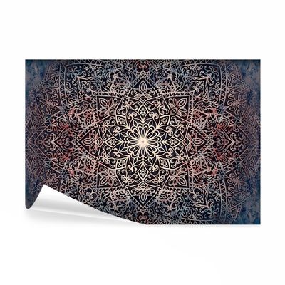 decomonkey Mandala Photo Wallpaper, 350 x 256 cm, XL, Blue Oriental Ornament Pattern