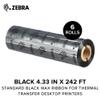 Zebra Standard Wax Ribbon, 110 mm x 74 m, 1.3 cm Core, 6 Rolls view 1