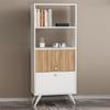 Homidea KATTUS Bookshelf - Freestanding Bookcase for Living Room or Office, Modern Design (White - Walnut) view 1