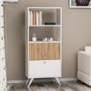 Homidea KATTUS Bookshelf - Freestanding Bookcase for Living Room or Office, Modern Design (White - Walnut) view 2