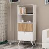 Homidea KATTUS Bookshelf - Freestanding Bookcase for Living Room or Office, Modern Design (White - Walnut) view 3