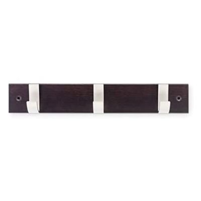 INOFIX Beech Wood Clothes Hook, 3 White Metal Heads