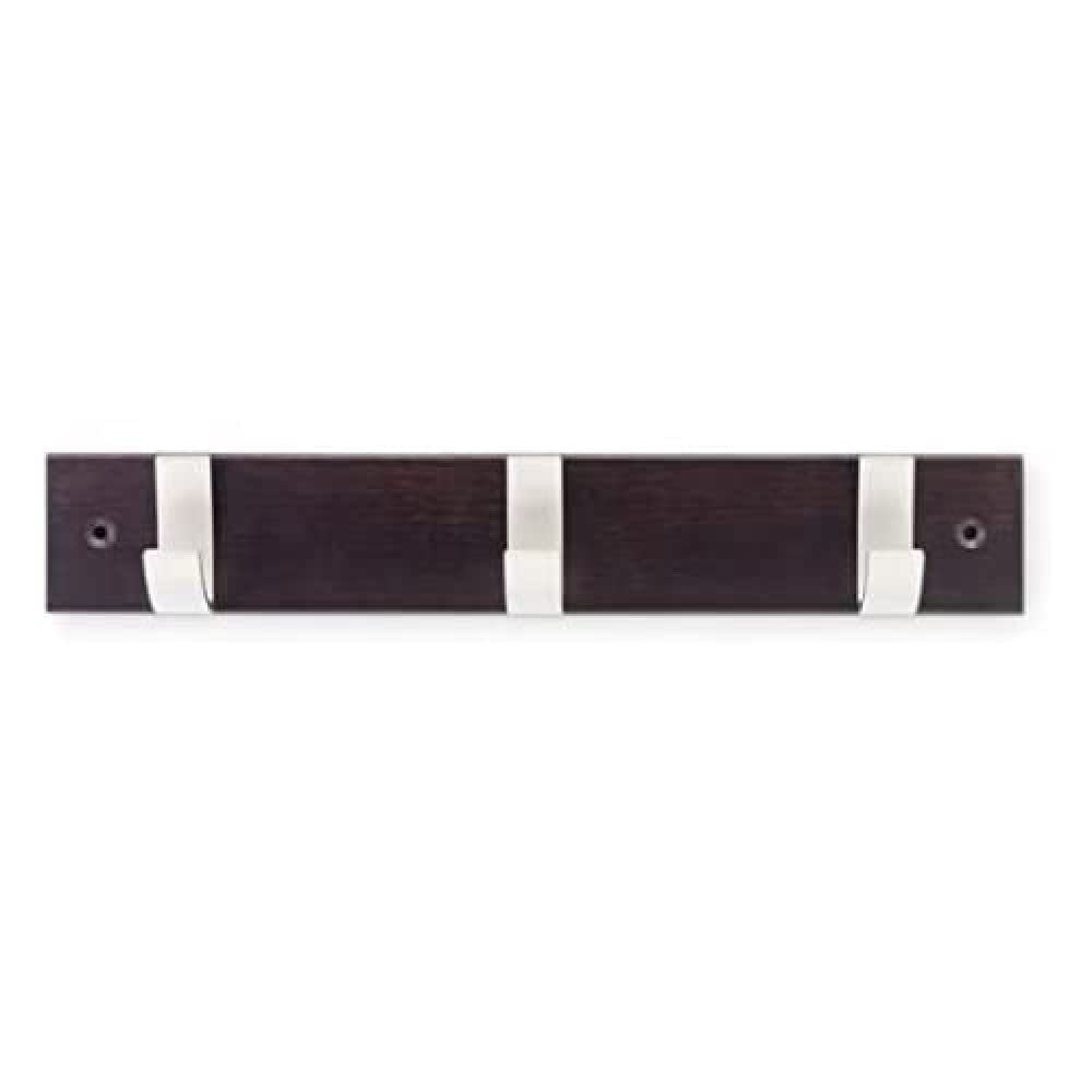 INOFIX Beech Wood Clothes Hook, 3 White Metal Heads