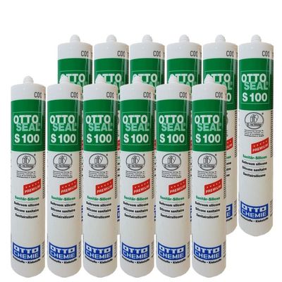 12-Pack Otto S100 Sanitary Joint Silicone, 300 ml, Joint Gray
