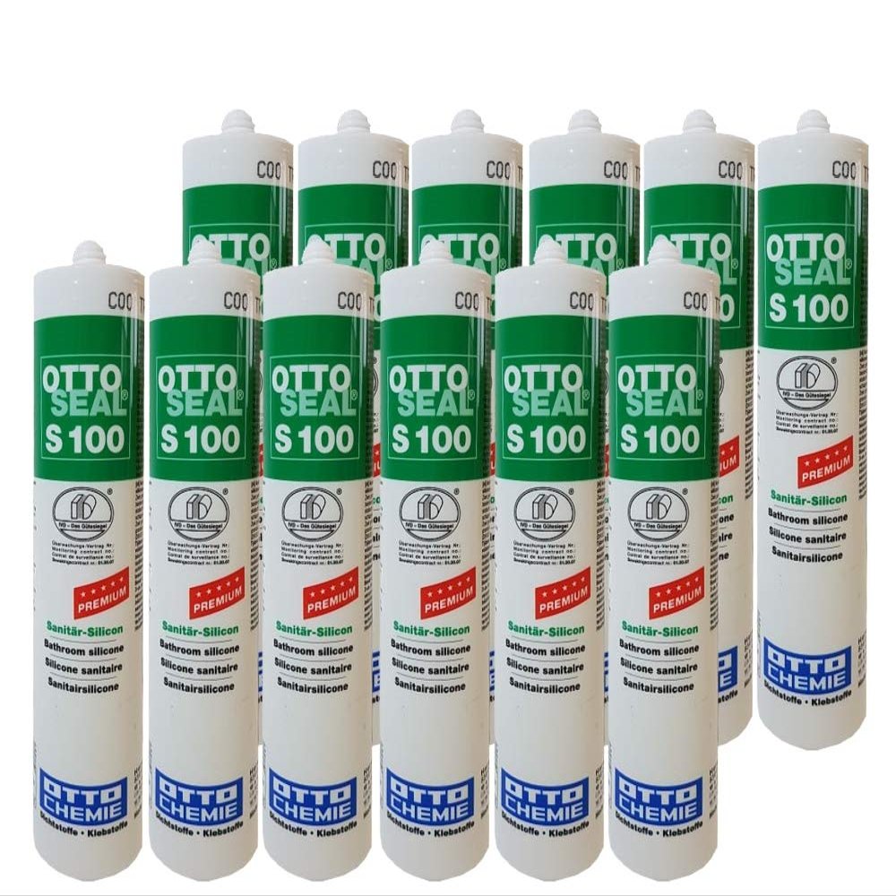12-Pack Otto S100 Sanitary Joint Silicone, 300 ml, Joint Gray