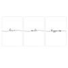 Wunderpixel Set of 3: Love, Smile, Happiness Fine Art Prints on Hahnemühle Paper, A4, Unframed, Black and White view 1