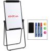 DOEWORKS Flipchart Stand Whiteboard 90 x 60 cm, Double-Sided Magnetic, Height-Adjustable and Foldable, Black view 1