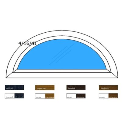 Arched uPVC Window, Clear Double Glazing, 1400 x 700 mm, White/Golden Oak