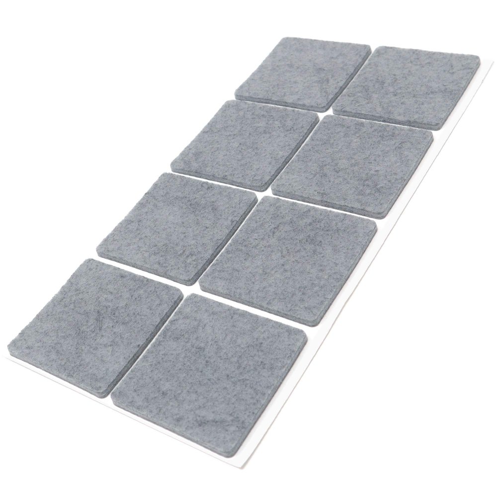 Adsamm 8 Self-Adhesive Felt Pads, Gray, 50 x 50 mm, Square, 3.5 mm Thick