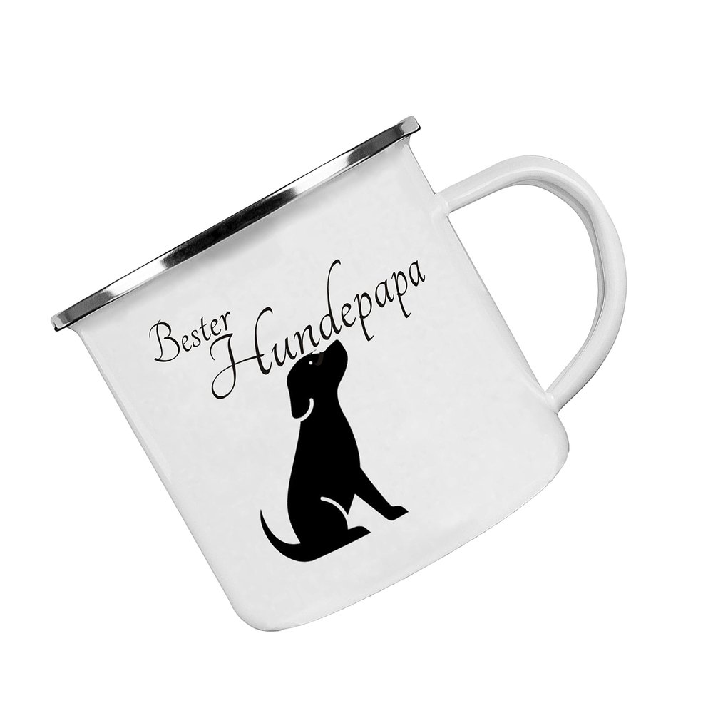 Crealuxe Enamel Mug Best Dog Dad - Coffee Mug with Design, Camping Mug, Printed Enamel Mug with Custom Text