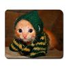Mouse Pad, Kittens in Green and Yellow Striped Knitted Hoodies view 1