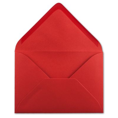 100 Red DIN C6 Envelopes – 11.4 x 16.2 cm – 120 g/m², Gummed, No Window