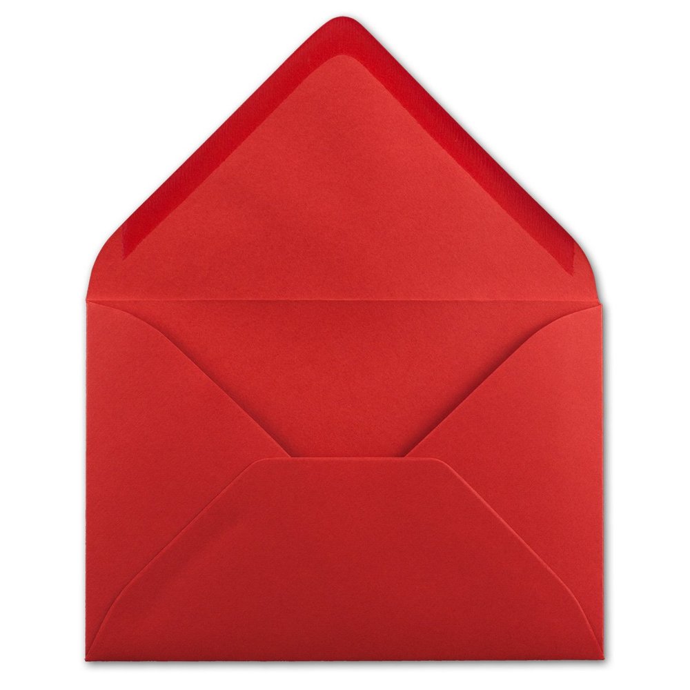100 Red DIN C6 Envelopes – 11.4 x 16.2 cm – 120 g/m², Gummed, No Window