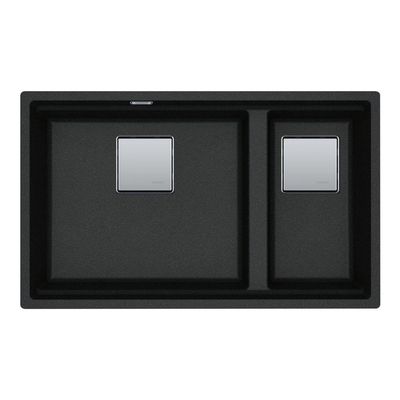 Franke KNG 120 Fragranit Double-Bowl Sink, Black, 72 × 42 cm