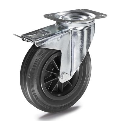 Proroll | Solid Rubber Tire on Plastic Rim | Wheel x Width 100 x 30 mm | Swivel Caster with Total Lock
