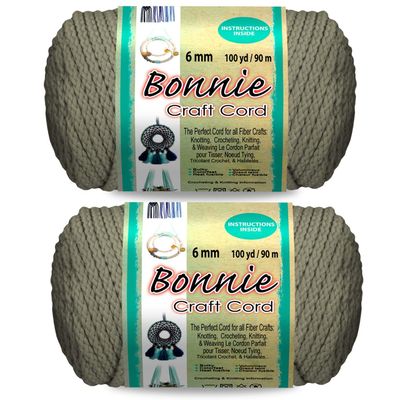Pepperell Bonnie Braid Macrame Cord, 6 mm x 91 m, Straw, Twisted Polypropylene Cord for Crafts, Plant Hangers, Wall Hangings, Crochet and Macrame, 2-Pack
