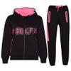 A2Z 4 Kids Boys' Girls' Designer Selfie Print Tracksuit - T.S Selfie 003 Black Neon Pink 13 view 1