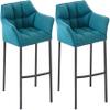 CLP Damaso Bar Stools, Set of 2, Upholstered Fabric, Turquoise/Black view 1