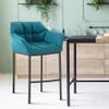 CLP Damaso Bar Stools, Set of 2, Upholstered Fabric, Turquoise/Black view 3