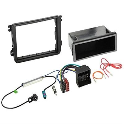 1-DIN Radio Installation Kit for VW Golf 5, 2003–2013, Black