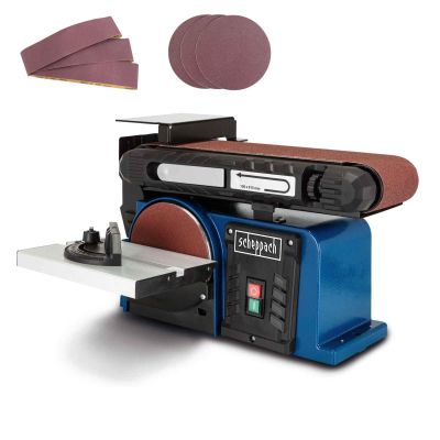Scheppach BTS900 Belt and Disc Sander, 370 W, 6-Piece Accessory Set