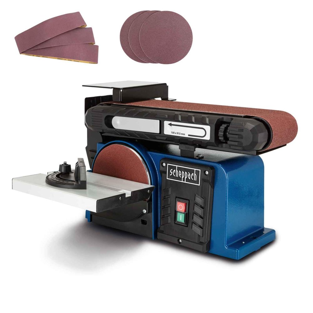 Scheppach BTS900 Belt and Disc Sander, 370 W, 6-Piece Accessory Set