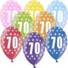 70th Birthday Balloons, 10 Colorful Balloons with Number 70 view 1