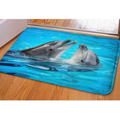Showudesigns Flannel-Front Soft Floor Mat, Kitchen Area Rug, Dolphin 2, S
