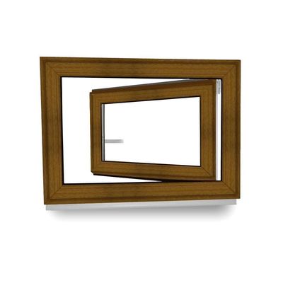 uPVC Window, Double Glazing, 70 mm Frame, White/Golden Oak, 900 x 700 mm, DIN Left