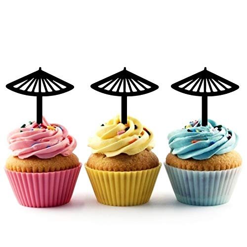 Innovedesire Japanese Umbrella Cake Toppers, Acrylic Wedding and Birthday Decorations, Cupcake Toppers, 10-Pack