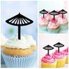 Innovedesire Japanese Umbrella Cake Toppers, Acrylic Wedding and Birthday Decorations, Cupcake Toppers, 10-Pack view 2