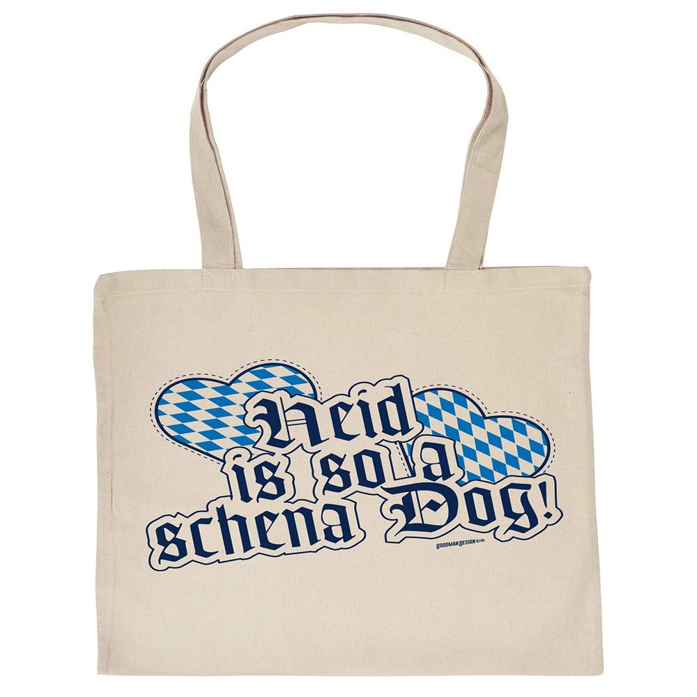 Bavarian Saying Cotton Tote Bag – “Heid is so a schena Dog” – Cream