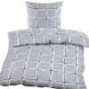 KH-Haushaltshandel Winter Flannel Bedding Set 135 x 200 + 80 x 80 cm, 100% Cotton, Light Gray Plaid (40140) view 1