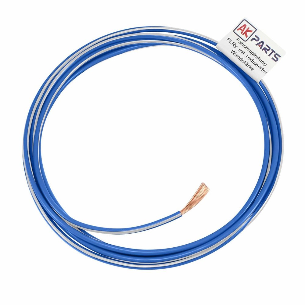 AK-Parts Automotive Wire FLRy 0.35 mm - 15 Meters - Blue/White