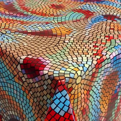 PVC Oilcloth Tablecloth, Colorful Mosaic Stones, Rectangular, 80 x 390 cm