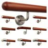 TIBU Mahogany Wood Stair Handrail with Angled Stainless Steel Brackets, 30–500 cm, One Piece view 1