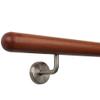TIBU Mahogany Wood Stair Handrail with Angled Stainless Steel Brackets, 30–500 cm, One Piece view 2